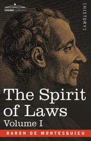 Cover of: The spirit of laws: Volume I