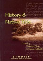 Cover of: History and Native Title (Studies in Western Australian History) by 