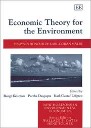 Cover of: Economic Theory for the Environment: Essays in Honour of Karl-Goran Maler (New Horizons in Environmental Economics)