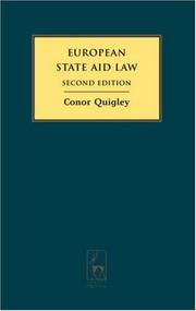 Cover of: European State Aid Law by Conor Quigley