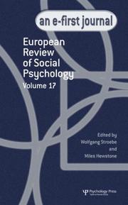Cover of: European Review of Social Psychology, Vol 17 by 