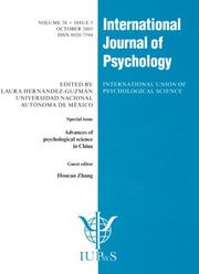 Cover of: Advances of Psychological Science in China (International Journal of Psychology)