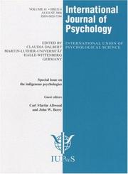 Cover of: Special issue on the Indigenous Psychologies (International Journal of Psychology) by 