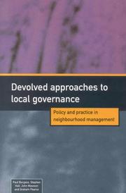 Devolved approaches to local governance by John Mawson, Paul Burgess, Stephen Hall, Graham Pearce