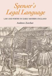 Cover of: Spenser's Legal Language by Andrew Zurcher