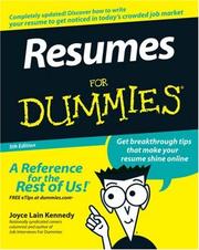 Resumes For Dummies (Resumes for Dummies) by Joyce Lain Kennedy