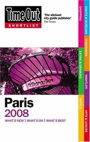 Cover of: Time Out Shortlist Paris 2008 (Time Out Shortlist)