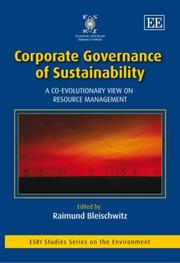 Cover of: Corporate Governance of Sustainability by Raimund Bleischwitz