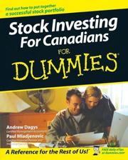 Cover of: Stock Investing for Canadians for Dummies (For Dummies S.) by Andrew Dagys, Paul Mladjenovic