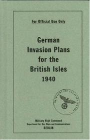 Cover of: German Invasion Plans for the British Isles, 1940