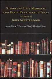 Cover of: Studies in Late Medieval And Early Renaissance Texts in Honour of John Scattergood by 