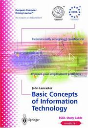 Cover of: Basic Concepts of Information Technology: ECDL - the European PC standard (European Computer Driving Licence)