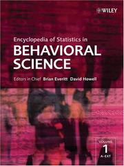 Cover of: Encyclopedia of statistics in behavioral science