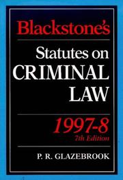 Cover of: Blackstone's Statutes on Criminal Law: International Student Edition (Blackstone's Statute Books)