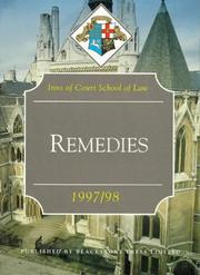 Cover of: Remedies (Inns of Court Bar Manuals) by Inns of Court School of Law