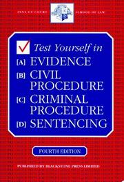 Test Yourself in Evidence, Civil Procedure, Criminal Procedure, Sentencing (Test Yourself) by Adrian Keane