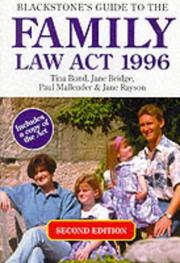 Cover of: Blackstone's Guide to the Family Law Act, 1996 (Blackstone's Guide)