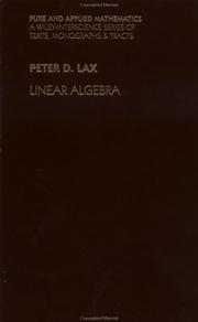 Cover of: Linear algebra by Peter D. Lax