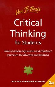 Cover of: Critical Thinking for Students by Roy Van Den Brink-Budgen