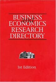 Cover of: Business and Economics Research Directory