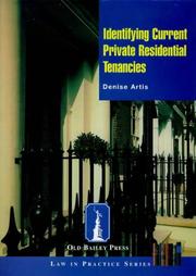 Cover of: Identifying Current Private Residential Tenancies Law in Practice: Recent Developments