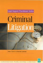 Cover of: Criminal Litigation (NVQ) by Jane Tyrer, Jane Tyrer, David Lawson