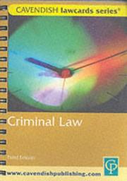 Cover of: Criminal Lawcards