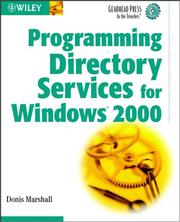 Cover of: Programming Directory Services for Windows