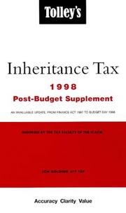 Cover of Tolley's Inheritance Tax: Post-Budget Supplement, 1998