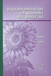 Cover of: Design and Manufacture for Sustainable Development (2003)