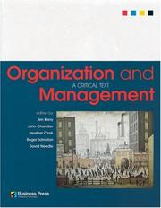 Cover of: Organization and Management: A Critical Text