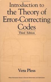 Cover of: Introduction to the theory of error-correcting codes by Vera Pless, Vera Pless