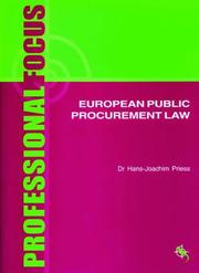 Cover of: European Public Procurement Law (Professional Focus Report)