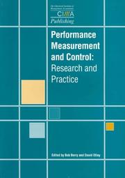 Cover of: Performance Measurement and Control: Research and Practice (Research Studies)