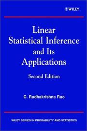 Cover of: Linear Statistical Inference and Its Application
