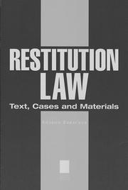 Cover of: Restitution Law : Text, Cases & Materials