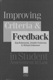 Cover of: Improving Criteria and Feedback in Student Assessment in Law (Legal Education Series) by Rubenstein, Richard Johnstone, Jennifer Patterson, Kim Rubenstei