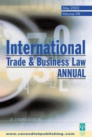Cover of: International Trade & Business Law Annual Vol VIII