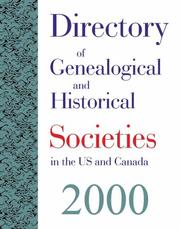 Cover of: Directory of Genealogical and Historical Societies in the US and Canada, 2000