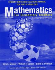 Cover of: Mathemetics for Elementary Teachers: A Contemporary Approach, 6th Edition, Student Hints and Solutions Manual for Part A Problems