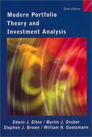 Cover of: Modern portfolio theory and investment analysis by Edwin J. Elton ... [et al.].