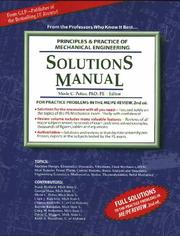 Cover of: Solutions Manual : Principles & Practice of Mechanical Engineering