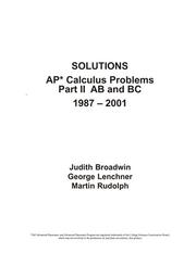 Cover of: SOLUTIONS AP* Calculus Problems Part II AB and BC 1987 - 2001