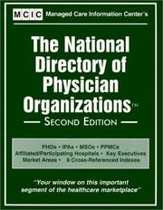 Cover of: The National Directory of Physician Organizations 2nd Editions