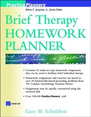 Cover of: Brief therapy homework planner | Gary M. Schultheis