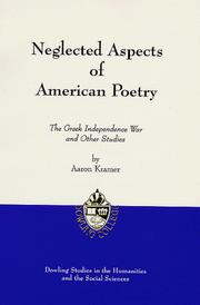 Cover of: Neglected Aspects of American Poetry: The Greek Independence War and Other Studies