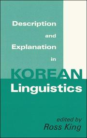 Cover of: Description and Explanation in Korean Linguistics (Cornell East Asia Series)