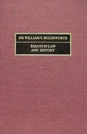 Cover of: Essays in Law and History by William Searle Holdsworth, Arthur L. Goodhart, Harold Greville Hanbury