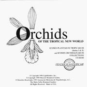 Cover of: Orchids of the Tropical New World:  Icones Plantarum Tropicarum (Series I & II) and Icones Orchidacearum Collections CD-ROM