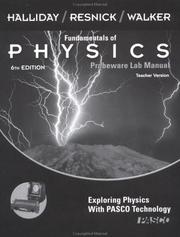 Cover of: Fundamentals of Physics, , Instructor Lab Manual with CD by David Halliday, Robert Resnick, Jearl Walker